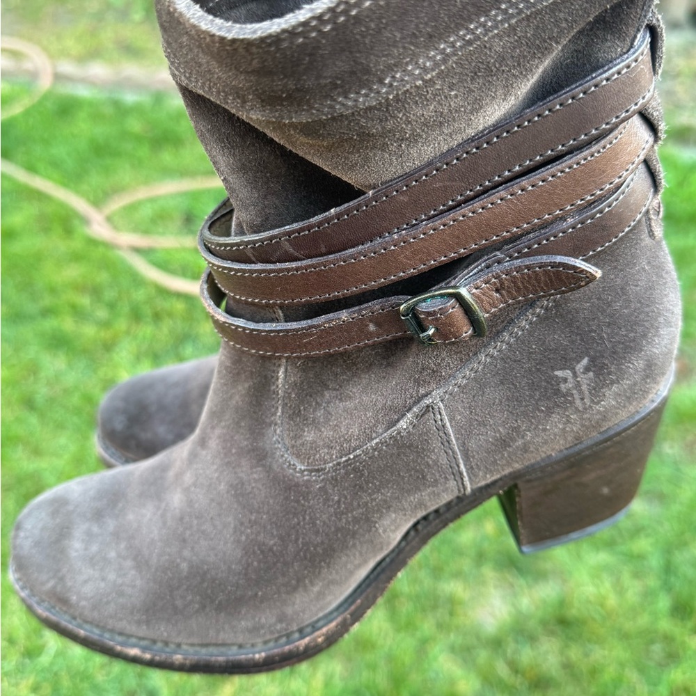 Suede Ankle Booties in Brown - Picture 9 of 16